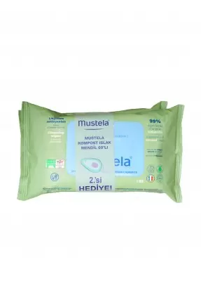 Mustela Compostable Cleansing Wipes - Kompostlanabilir Temizleme Mendili - 2 x 60 Adet