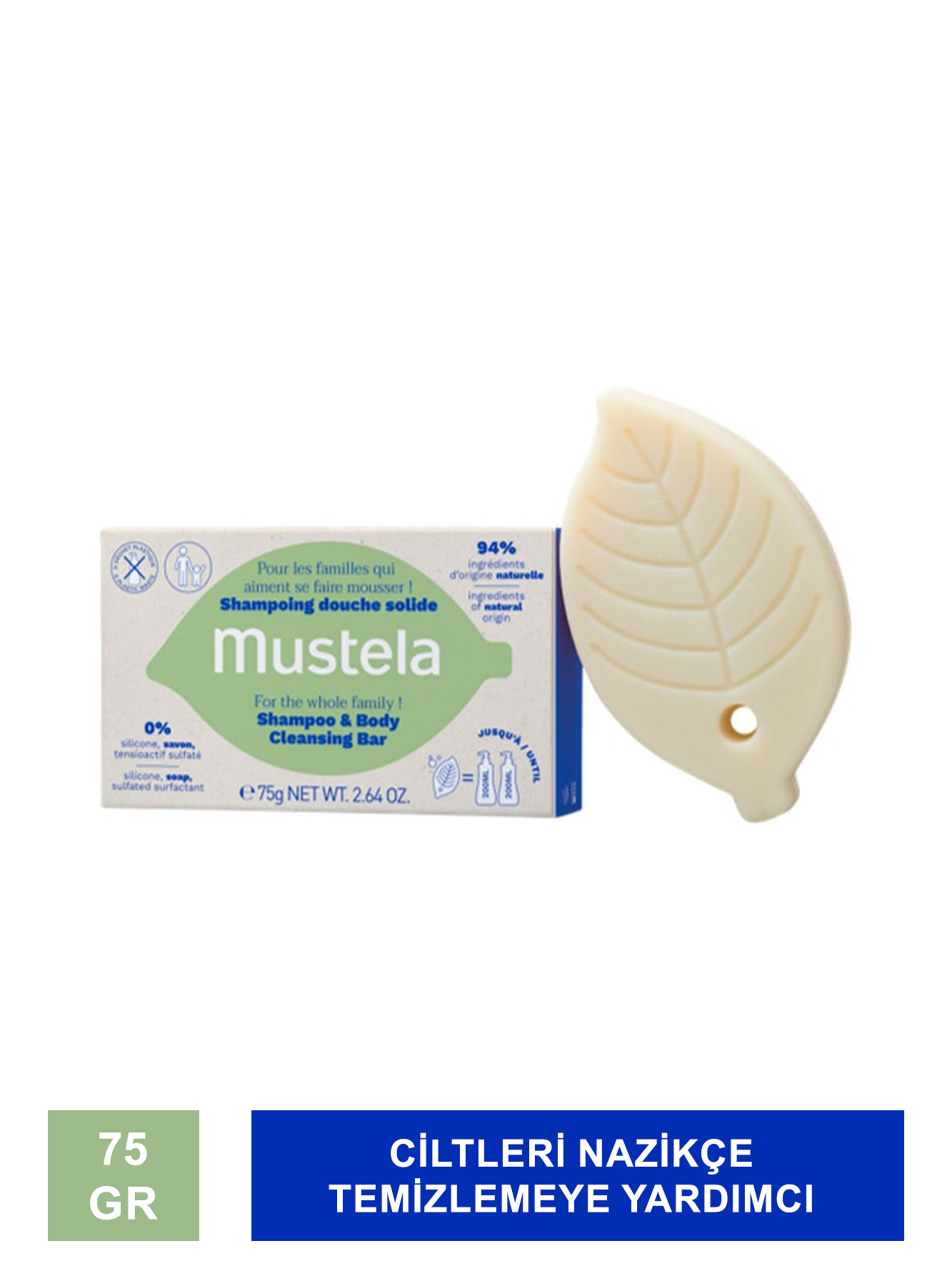 Outlet - Mustela Katı Şampuan ve Vücut Temizleme Barı 75gr