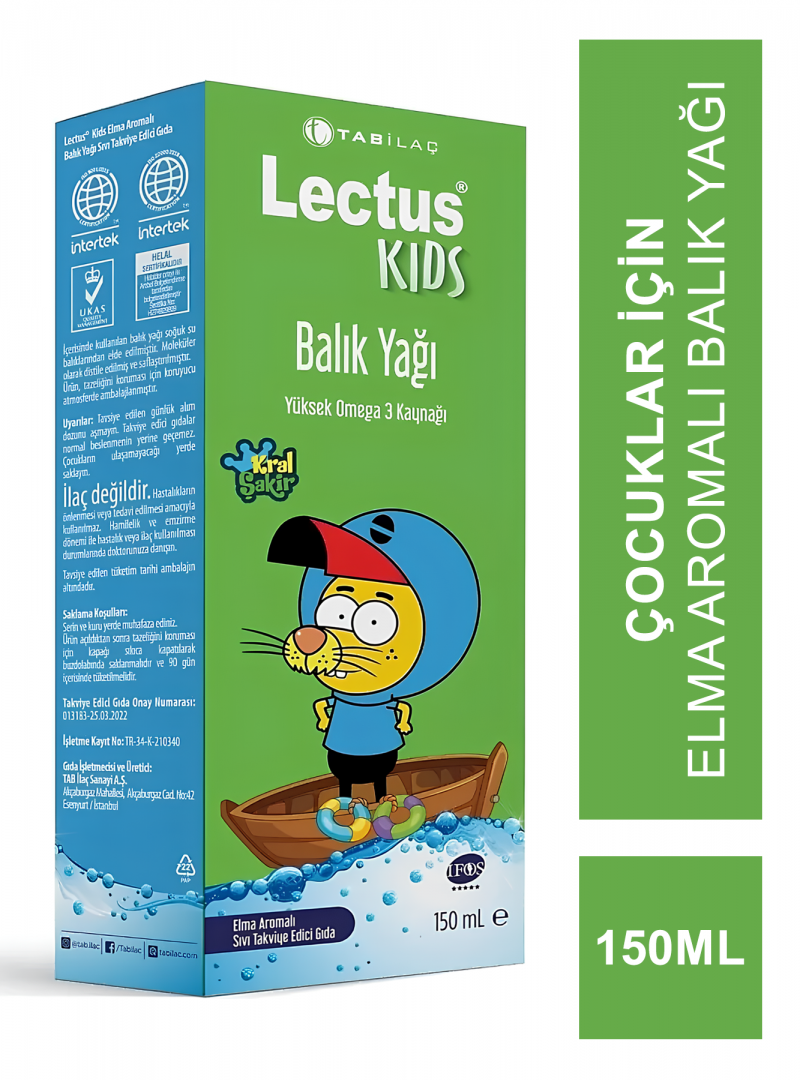 Outlet - Lectus Kids Balık Yağı Elma Aromalı 150 ml