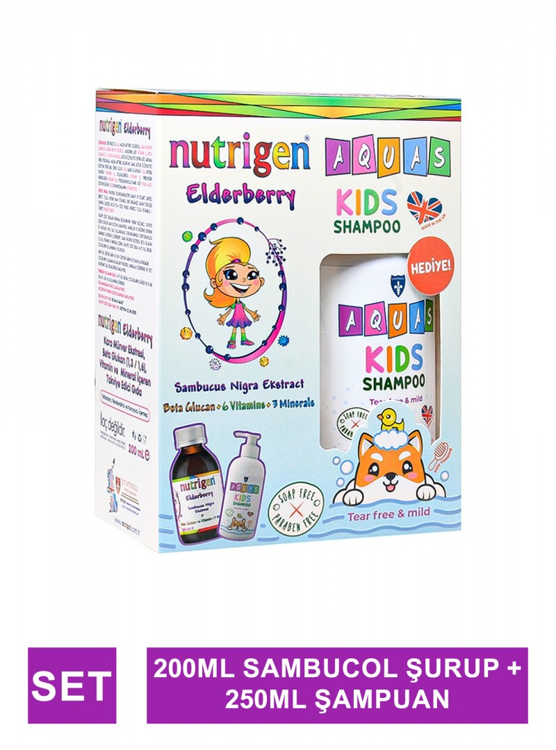 Outlet - Nutrigen Kara Mürver Şurup 200 ml - Aquas Kids Şampuan Hediye -