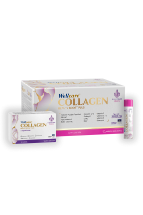 Outlet - Wellcare Collagen Beauty Boost Plus - Karpuz & Nane Aromalı - 10.000 mg Likit Form 40mlx30Shot & 30 Kapsül