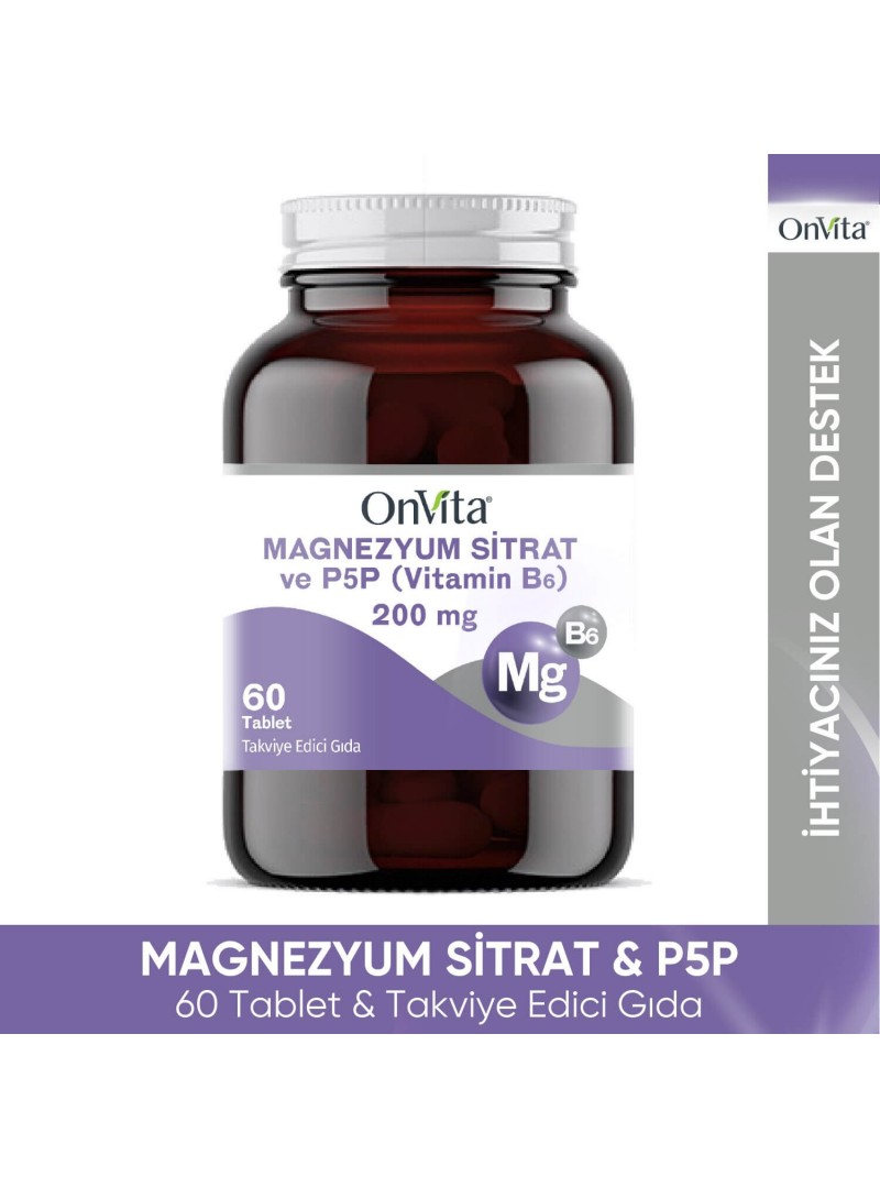 OnVita Magnezyum Sitrat ve P5P 200mg 60 Tablet