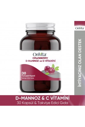 OnVita Cranberry D-Mannoz ve C Vitamini 30 Kapsül