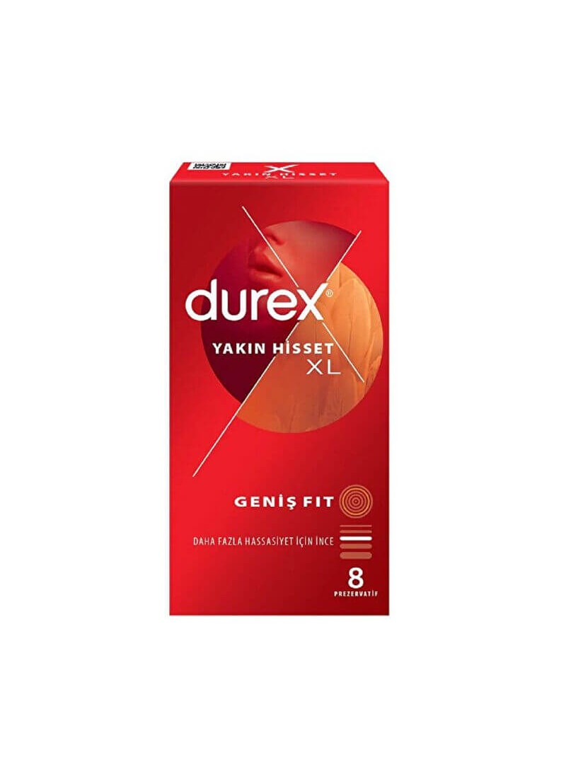 Durex Yakın Hisset XL Geniş Fit 8 Adet Prezervatif