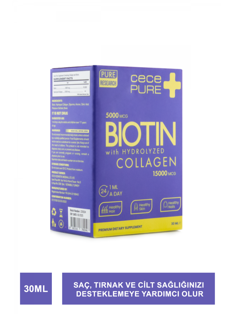 Outlet - CecePure Likit Biotin &Collagen 5000 mcg 30 ml