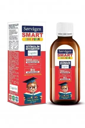 Sorvagen Smart Kids Sıvı Form - Sitikolin DHA Omega 3 Norveç Balık Yağı ve B12 - 150 ml