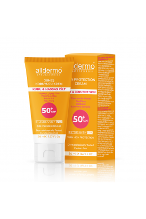 Outlet - Alldermo Kuru Hassas Cilt Güneş Koruyucu Krem SPF 50+ 50 ml