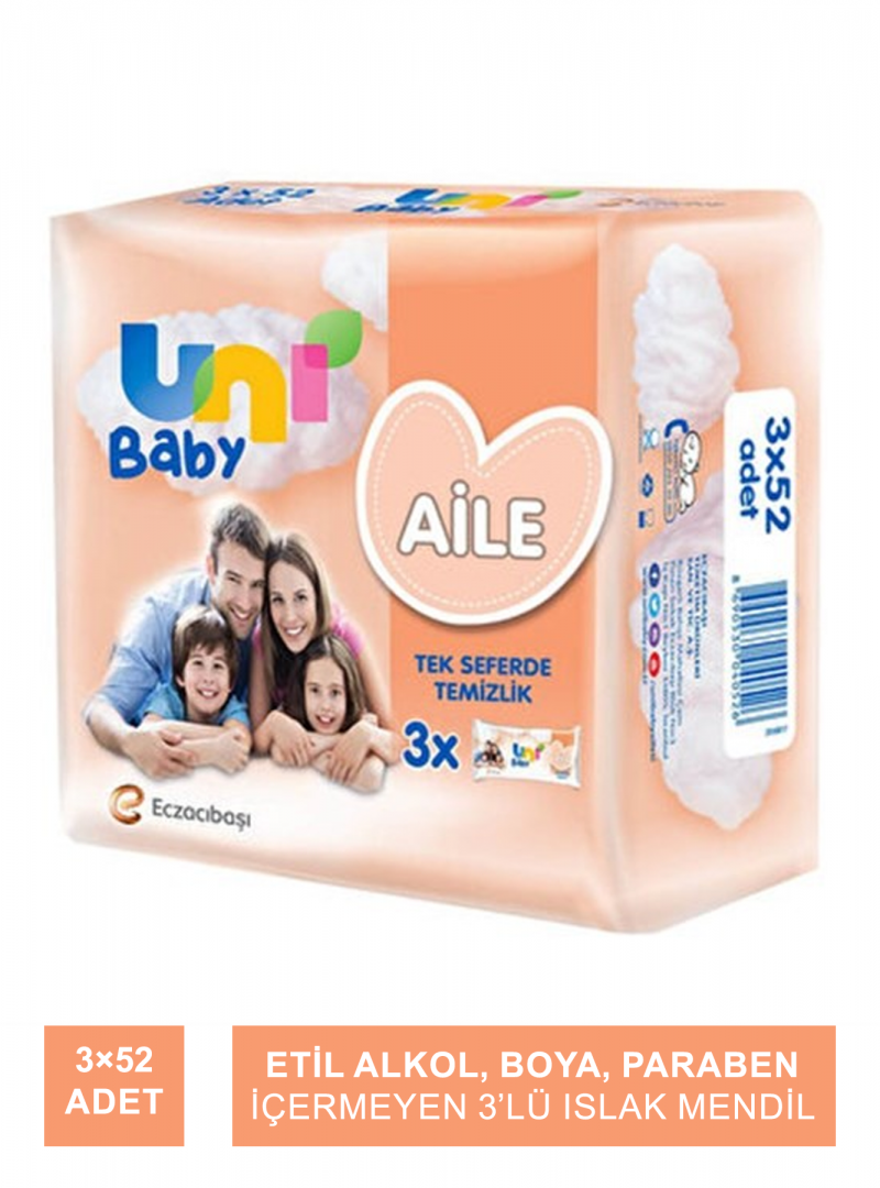 Outlet - Uni Baby Aile Islak Mendil 3x52 Adet