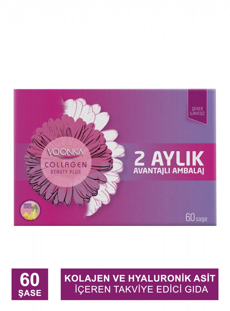 Outlet - Voonka Collagen Beauty Plus Ananas Aromalı - 2 Aylık Avantajlı Ambalaj - 60 Şase