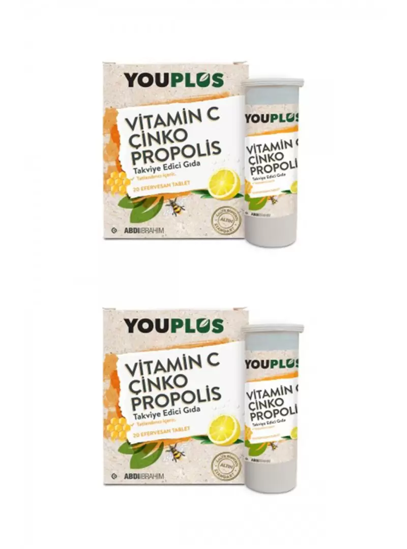 Youplus Vitamin C Çinko Propolis 20 Efervesan Tablet x 2 ADET