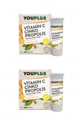 Youplus Vitamin C Çinko Propolis 20 Efervesan Tablet x 2 ADET