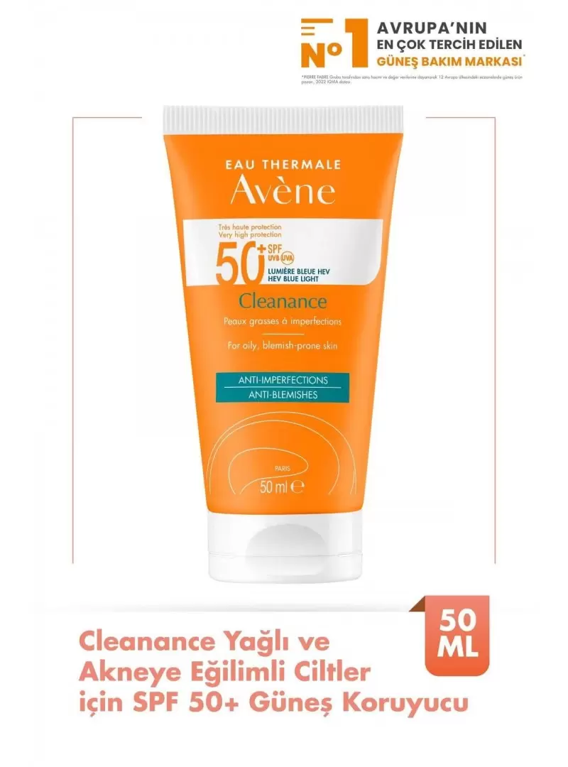 Outlet - Avene Cleanance Yağlı ve Akneye Eğilimli Ciltler için SPF 50+ Güneş Koruyucu 50 ml