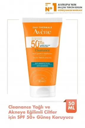 Outlet - Avene Cleanance Yağlı ve Akneye Eğilimli Ciltler için SPF 50+ Güneş Koruyucu 50 ml