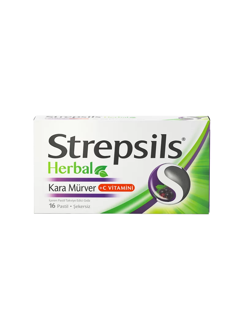 Outlet - Strepsils Herbal Kara Mürver+C Vitamini 16 Pastil