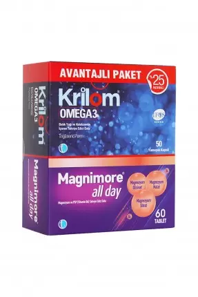 Tab İlaç Krilom Omega 3 50 Kapsül + Magnimore All Day 60 Tablet | Avantajlı Paket