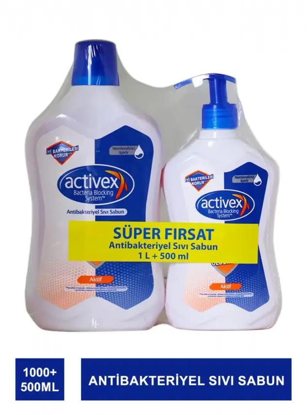 Activex Antibakteriyel Sıvı Sabun Aktif 1000 + 500 Ml - 1