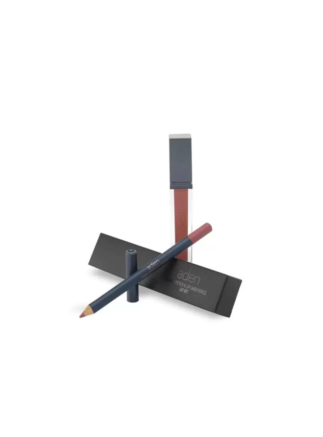 Aden Liquid Lipstick + Lipliner Pencil Set - 07 Nude Elegance - - Aden