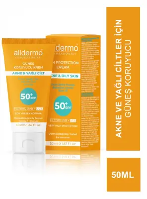 Alldermo Akne & Yağlı Cilt Güneş Koruyucu Krem SPF 50+ 50 ml - 1