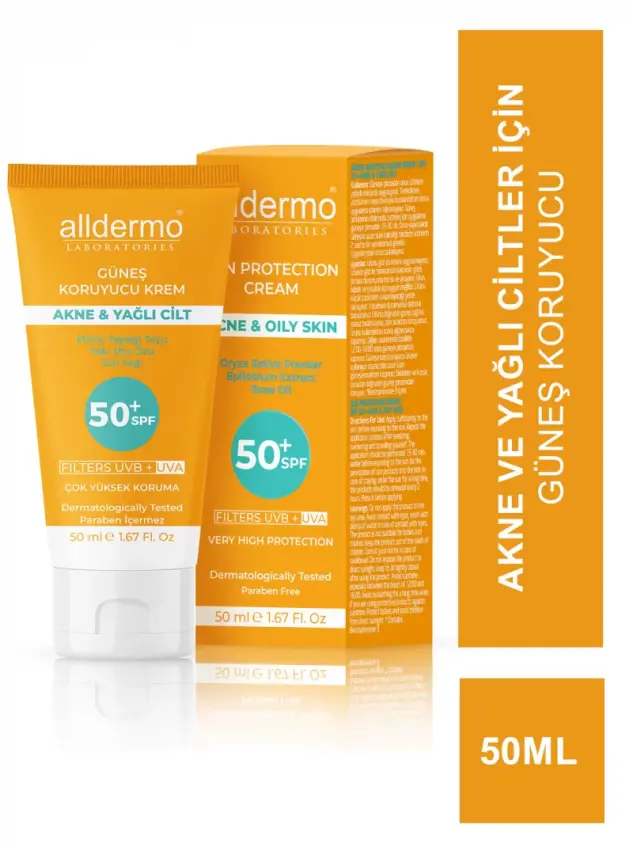 Alldermo Akne & Yağlı Cilt Güneş Koruyucu Krem SPF 50+ 50 ml - 1