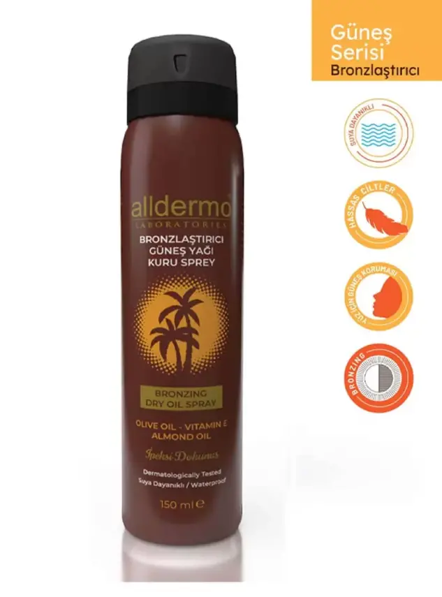 Alldermo Bronzlaştırıcı Güneş Yağı Kuru Sprey 150 ml - 1