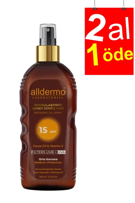 Alldermo Bronzlaştırıcı Sprey Güneş Yağı Spf 15 200 ml - 2AL1ÖDE - 1