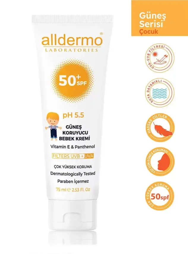 Alldermo Güneş Koruyucu Bebek Kremi SPF 50+ 75 ml - 1