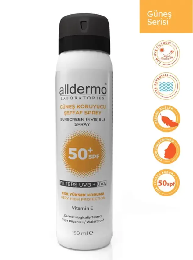 Alldermo Güneş Koruyucu Şeffaf Sprey SPF50+ 150 ml - 1