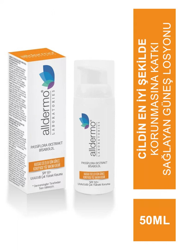 Alldermo Hassas Ciltler için Güneş Koruyucu Yüz Bakım Kremi SPF50+ 50 ml - Alldermo