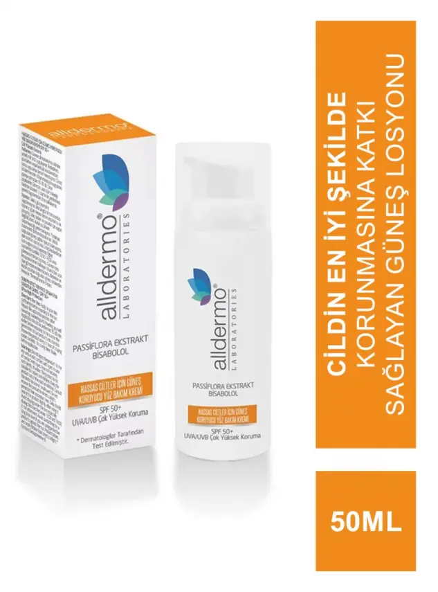 Alldermo Hassas Ciltler için Güneş Koruyucu Yüz Bakım Kremi SPF50+ 50 ml - 1