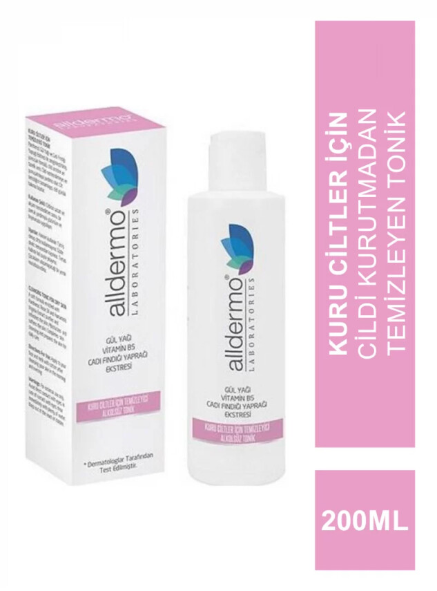 Alldermo Kuru Ciltler için Temizleyici Alkolsüz Tonik 200 ml - Alldermo