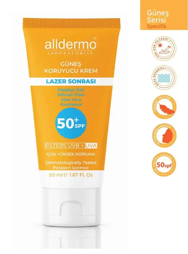 Alldermo Lazer Epilasyon Sonrası Güneş Koruyucu Krem SPF 50+ 50 ml - 1
