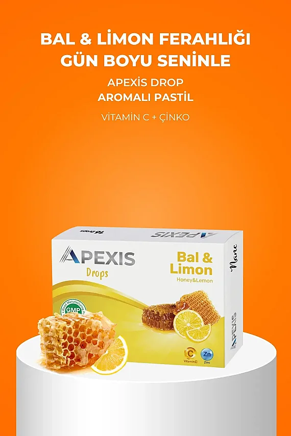 Apexis Drops Bal ve Limon Aromalı Pastil 16 Adet - 2
