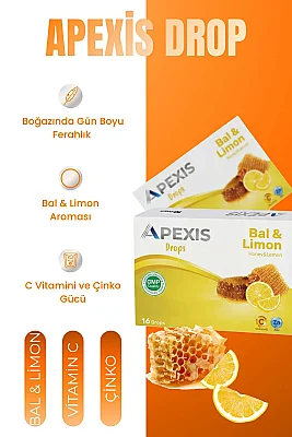 Apexis Drops Bal ve Limon Aromalı Pastil 16 Adet - 3