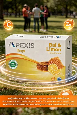 Apexis Drops Bal ve Limon Aromalı Pastil 16 Adet - 6