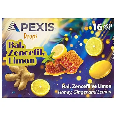 Apexis Drops Bal Zencefil Limon Aromalı Pastil 16'lı - Apexis