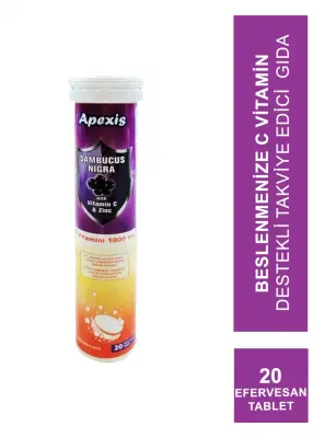Apexis Sambucus Nigra Vitamin C & Zinc 1000 mg 20 Efervesan Tablet - Apexis