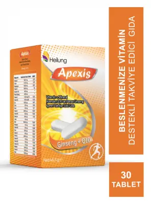 Apexis Vitamin + Mineral Koenzim Q10 ve Panax Ginseng 30 Tablet - Apexis