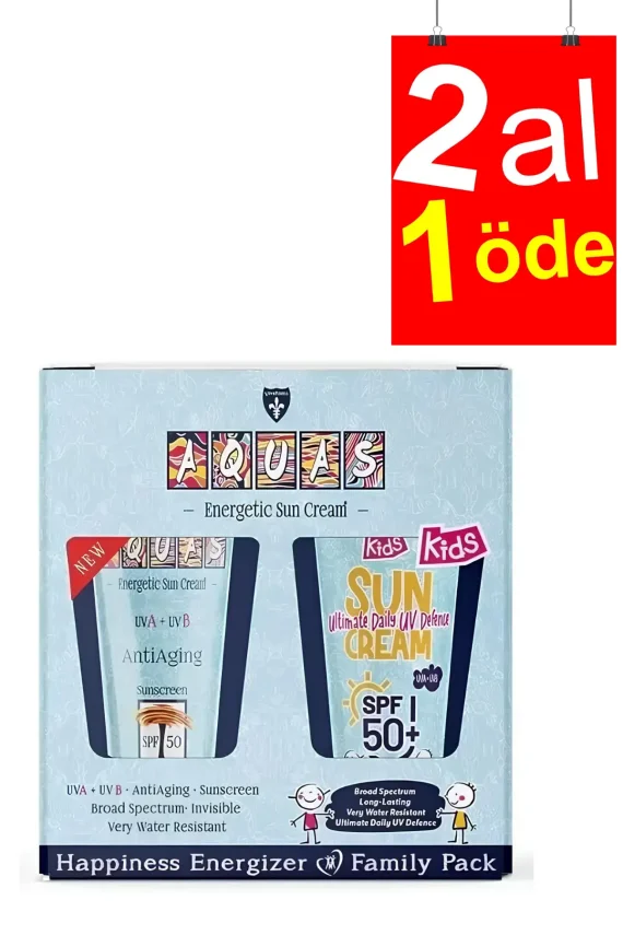 Aquas Güneş Kremi Spf50+ 2'li Aile Paketi - 2AL1ÖDE - 1