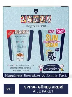 Aquas Güneş Kremi Spf50+ 2'li Aile Paketi - 1