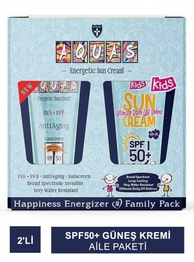 Aquas Güneş Kremi Spf50+ 2'li Aile Paketi - Vİvatinell