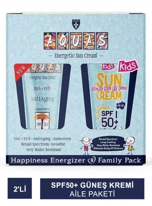 Aquas Güneş Kremi Spf50+ 2'li Aile Paketi - 1