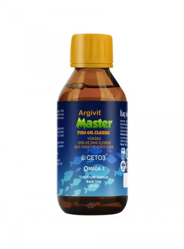 OUTLET - Argivit Master Fish Oil Yüksek Omega-3 İçeren Balık Yağı 150 ml - Tutti Frutti Aromalı - 3