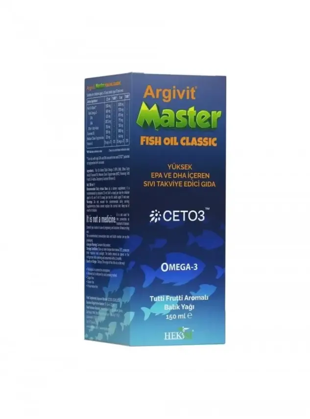 OUTLET - Argivit Master Fish Oil Yüksek Omega-3 İçeren Balık Yağı 150 ml - Tutti Frutti Aromalı - 4