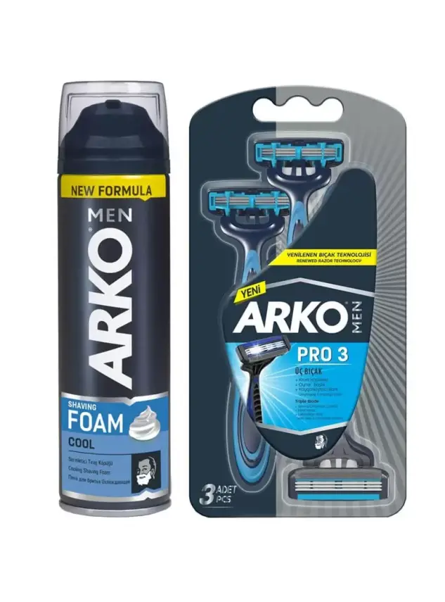 Arko Men Shaving Foam Tıraş Köpüğü 200ml - Arko Men Pro 3 Tıraş Bıçağı Set - 2