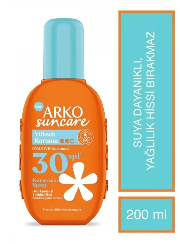 Arko Suncare Spf30 Yüksek Korumalı Vücut Güneş Spreyi 200 ml - Arko
