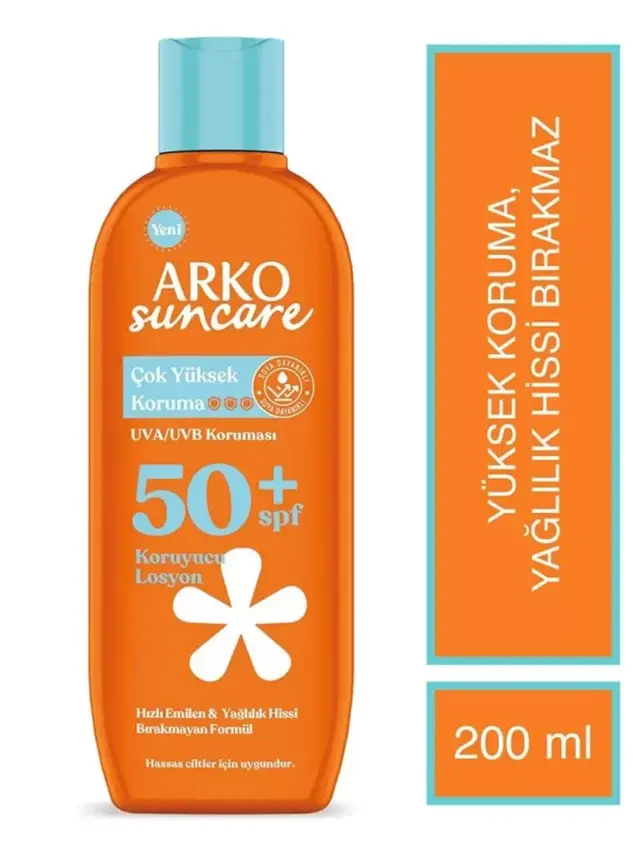Arko Suncare Spf50 Yüksek Korumalı Vücut Güneş Losyonu 200 ml - 1