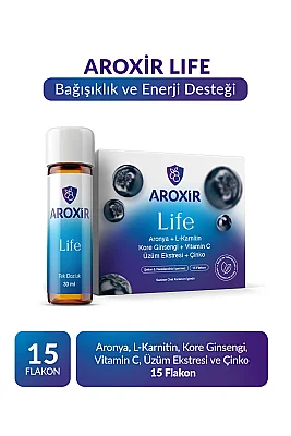 Aroxir Life Bağışıklık ve Enerji Desteği Aronya 15 Flakon - Aroxir 