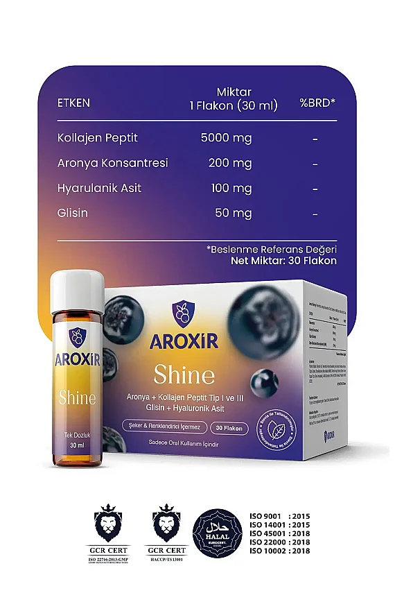 Aroxir Shine Cilt Sağlığına Destek Collogen I-III, Aronya 30x30 ml - 2