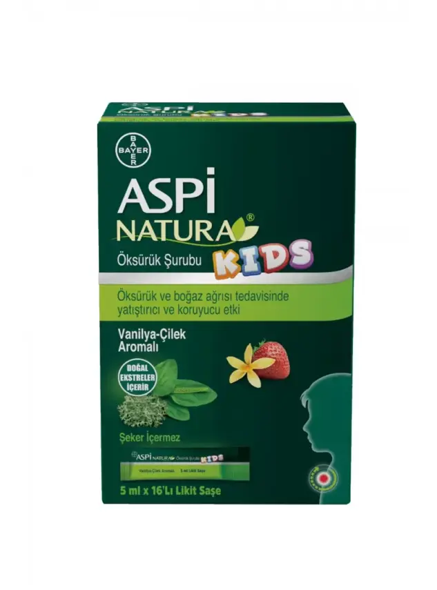 Aspi Natura Kids 5 ml x 16 Saşe - Vanilya Çilek Aromalı - 1