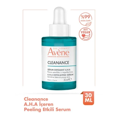 OUTLET - Avene Cleanance Peeling Etkili Laktik Asit ve Süksinik Asit İçeren Cilt Kusurları Karşıtı AHA Serum 30 ml - Avene